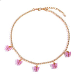 Trendy Cute Iced Out Butterfly Choker Necklaces For Women Men Gold Silver Color Tennis Chain Animals Pendant Rhinestone Jewelry daiiibabyyy