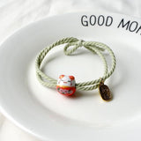 Ceramic Lucky Cat Hair Hairbands Elastic Rope Rubber Band Hair Ring Jewelry #MZ203 daiiibabyyy