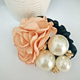 Fashionable Big Pearl Rose Hairband Handmade Camellia Tied Hair Rope Headdress Woman Girls Hair Accessories daiiibabyyy