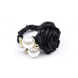 Fashionable Big Pearl Rose Hairband Handmade Camellia Tied Hair Rope Headdress Woman Girls Hair Accessories daiiibabyyy