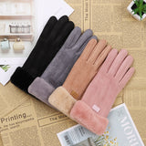 Fashion Women Gloves Autumn Winter Cute Furry Warm Mitts Full Finger Mittens Women Outdoor Sport Gants Gloves Touch Screen daiiibabyyy