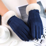 Women Winter Gloves Warm Touch Screen Women's Fur Gloves Full Finger Mittens Glove Driving Windproof Gants Hivers Femme Guantes daiiibabyyy