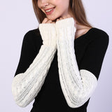 Winter Warmer Arm Gloves Women Knitted Hollow Woolen Sleeve Fine Long Knitted Fingerless Gloves Casual Warm Christmas Gloves daiiibabyyy