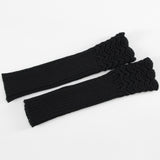 Winter Warmer Arm Gloves Women Knitted Hollow Woolen Sleeve Fine Long Knitted Fingerless Gloves Casual Warm Christmas Gloves daiiibabyyy