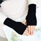 Winter Warmer Arm Gloves Women Knitted Hollow Woolen Sleeve Fine Long Knitted Fingerless Gloves Casual Warm Christmas Gloves daiiibabyyy