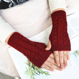 Winter Warmer Arm Gloves Women Knitted Hollow Woolen Sleeve Fine Long Knitted Fingerless Gloves Casual Warm Christmas Gloves daiiibabyyy