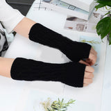 Winter Warmer Arm Gloves Women Knitted Hollow Woolen Sleeve Fine Long Knitted Fingerless Gloves Casual Warm Christmas Gloves daiiibabyyy