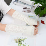 Winter Warmer Arm Gloves Women Knitted Hollow Woolen Sleeve Fine Long Knitted Fingerless Gloves Casual Warm Christmas Gloves daiiibabyyy