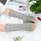 Winter Warmer Arm Gloves Women Knitted Hollow Woolen Sleeve Fine Long Knitted Fingerless Gloves Casual Warm Christmas Gloves daiiibabyyy