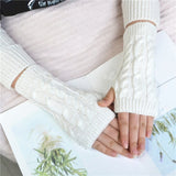 Winter Warmer Arm Gloves Women Knitted Hollow Woolen Sleeve Fine Long Knitted Fingerless Gloves Casual Warm Christmas Gloves daiiibabyyy