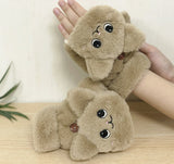 Fur Rabbit Mittens Flip Fingerless Gloves Women Winter Plush Warm Glove  Soft Thick Gloves for Women Girl Flexible Half Finger daiiibabyyy