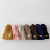 Soft Warm Baby Beanies Knitted Hats For Toddler Children Bear Embroidery Kids Boys Girls Autumn Winter Caps 7 Colors daiiibabyyy