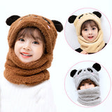 Winter Children Hat Plus Fleece Kids Caps Cartoon Hat For Girls Boys Scarf Thicken Cap Newborn Photography Baby Stuff daiiibabyyy