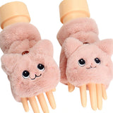 Fur Rabbit Mittens Plush fingerless Gloves without finger Driving Glove Winter Soft Warm Thick Gloves for Women Girl Half Finger daiiibabyyy