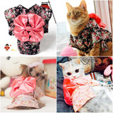 Japan Style Pet Cat Kimono small flower pet clothes dog cat kimono with Big bowknot Dress up necessary For Small Dog Cat daiiibabyyy
