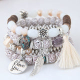 Bohemian Charm Beads Wrap Bracelets & Bangles for Women Boho Flower Leaf Tassel Bracelet Multilayer Bracelet Femme 2020 New daiiibabyyy