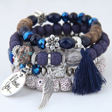 Bohemian Charm Beads Wrap Bracelets & Bangles for Women Boho Flower Leaf Tassel Bracelet Multilayer Bracelet Femme 2020 New daiiibabyyy