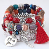 Bohemian Charm Beads Wrap Bracelets & Bangles for Women Boho Flower Leaf Tassel Bracelet Multilayer Bracelet Femme 2020 New daiiibabyyy