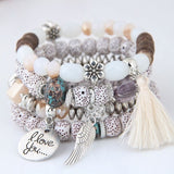 Bohemian Charm Beads Wrap Bracelets & Bangles for Women Boho Flower Leaf Tassel Bracelet Multilayer Bracelet Femme 2020 New daiiibabyyy