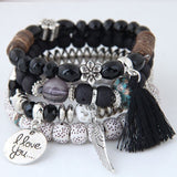Bohemian Charm Beads Wrap Bracelets & Bangles for Women Boho Flower Leaf Tassel Bracelet Multilayer Bracelet Femme 2020 New daiiibabyyy