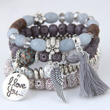 Bohemian Charm Beads Wrap Bracelets & Bangles for Women Boho Flower Leaf Tassel Bracelet Multilayer Bracelet Femme 2020 New daiiibabyyy